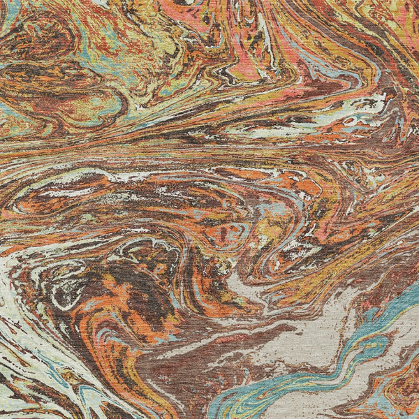 Homeroots 3' Beige Pink And Blue Abstract Washable Area Rug - Perfect For Indoor And Outdoor Spaces, Durable Design 9' X 12' Polyester 602633