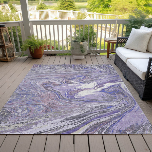 Homeroots 3' Beige Pink And Blue Abstract Washable Area Rug - Perfect For Indoor And Outdoor Spaces, Durable Design 5' X 8' Polyester 602636