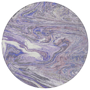 Homeroots 3' Beige Pink And Blue Abstract Washable Area Rug - Perfect For Indoor And Outdoor Spaces, Durable Design 8' Round Polyester 602637