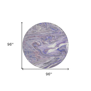 Homeroots 3' Beige Pink And Blue Abstract Washable Area Rug - Perfect For Indoor And Outdoor Spaces, Durable Design 8' Round Polyester 602637