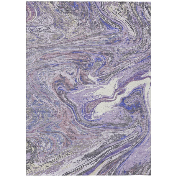 HomeRoots 5' Abstract Lavender Purple and Gray Area Rug - Durable, Washable Design for Indoor & Outdoor Use 8' X 10' 602638