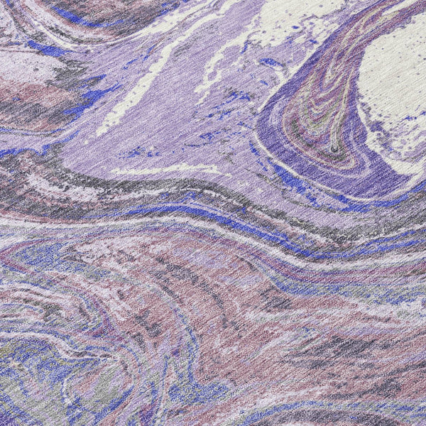 Homeroots 3' Beige Pink And Blue Abstract Washable Area Rug - Perfect For Indoor And Outdoor Spaces, Durable Design 9' X 12' Polyester 602639