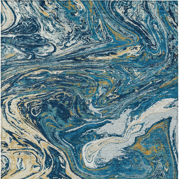 Homeroots 3' Beige Pink And Blue Abstract Washable Area Rug - Perfect For Indoor And Outdoor Spaces, Durable Design 3' X 5' Polyester 602641