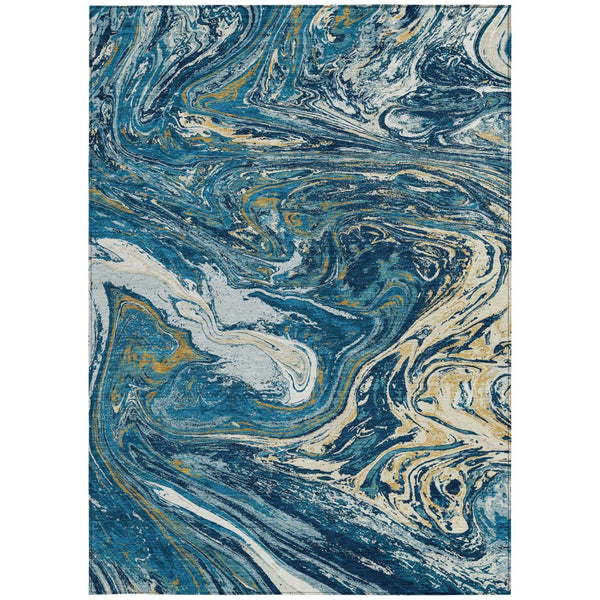 Homeroots 3' Beige Pink And Blue Abstract Washable Area Rug - Perfect For Indoor And Outdoor Spaces, Durable Design 8' X 10' Polyester 602644
