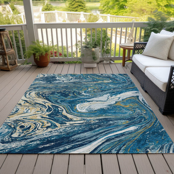 Homeroots 3' Beige Pink And Blue Abstract Washable Area Rug - Perfect For Indoor And Outdoor Spaces, Durable Design 9' X 12' Polyester 602645