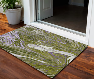 Homeroots 3' Beige Pink And Blue Abstract Washable Area Rug - Perfect For Indoor And Outdoor Spaces, Durable Design 3' X 5' Polyester 602647