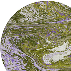 Homeroots 3' Beige Pink And Blue Abstract Washable Area Rug - Perfect For Indoor And Outdoor Spaces, Durable Design 8' Round Polyester 602649