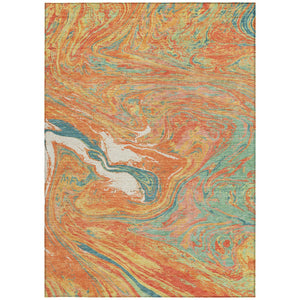 Homeroots 3' Beige Pink And Blue Abstract Washable Area Rug - Perfect For Indoor And Outdoor Spaces, Durable Design 8' X 10' Polyester 602656