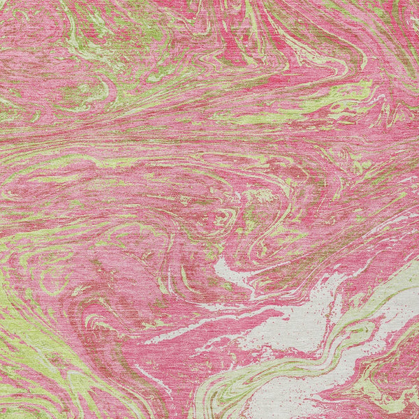 Homeroots 3' Beige Pink And Blue Abstract Washable Area Rug - Perfect For Indoor And Outdoor Spaces, Durable Design 3' X 5' Polyester 602659