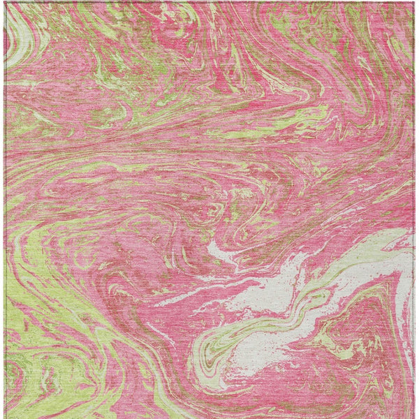Homeroots 3' Beige Pink And Blue Abstract Washable Area Rug - Perfect For Indoor And Outdoor Spaces, Durable Design 3' X 5' Polyester 602659