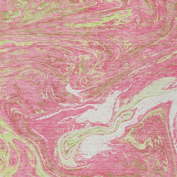 Homeroots 3' Beige Pink And Blue Abstract Washable Area Rug - Perfect For Indoor And Outdoor Spaces, Durable Design 5' X 8' Polyester 602660