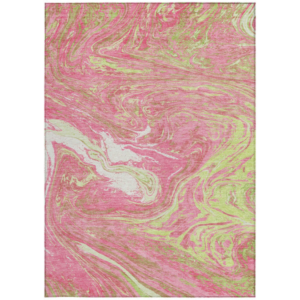 Homeroots 3' Beige Pink And Blue Abstract Washable Area Rug - Perfect For Indoor And Outdoor Spaces, Durable Design 10' X 14' Polyester 602664