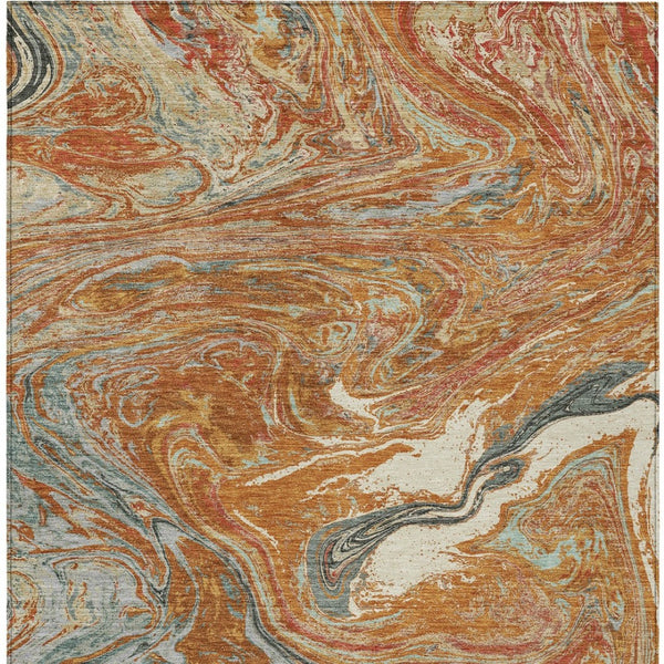 Homeroots 3' Beige Pink And Blue Abstract Washable Area Rug - Perfect For Indoor And Outdoor Spaces, Durable Design 3' X 5' Polyester 602665