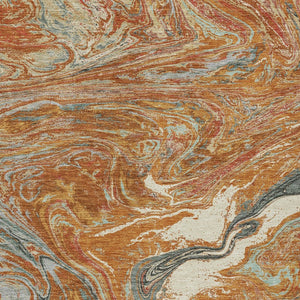 Homeroots 3' Beige Pink And Blue Abstract Washable Area Rug - Perfect For Indoor And Outdoor Spaces, Durable Design 8' X 10' Polyester 602668