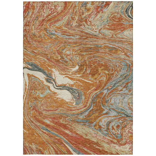 Homeroots 3' Beige Pink And Blue Abstract Washable Area Rug - Perfect For Indoor And Outdoor Spaces, Durable Design 9' X 12' Polyester 602669