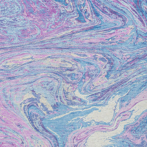 Homeroots 3' Beige Pink And Blue Abstract Washable Area Rug - Perfect For Indoor And Outdoor Spaces, Durable Design 3' X 5' Polyester 602671