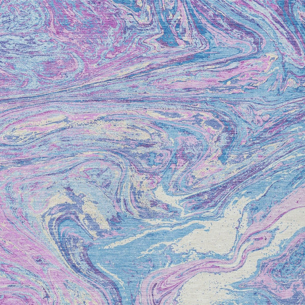 Homeroots 3' Beige Pink And Blue Abstract Washable Area Rug - Perfect For Indoor And Outdoor Spaces, Durable Design 3' X 5' Polyester 602671