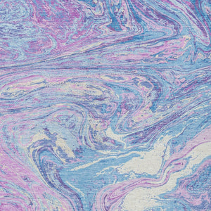 Homeroots 3' Beige Pink And Blue Abstract Washable Area Rug - Perfect For Indoor And Outdoor Spaces, Durable Design 5' X 8' Polyester 602672