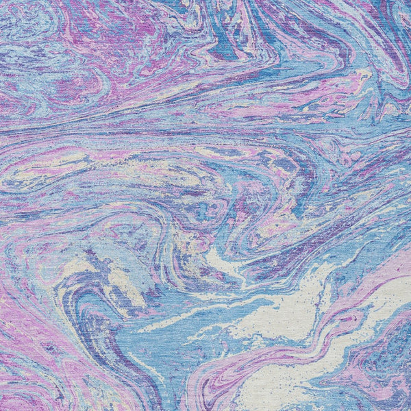 Homeroots 3' Beige Pink And Blue Abstract Washable Area Rug - Perfect For Indoor And Outdoor Spaces, Durable Design 5' X 8' Polyester 602672