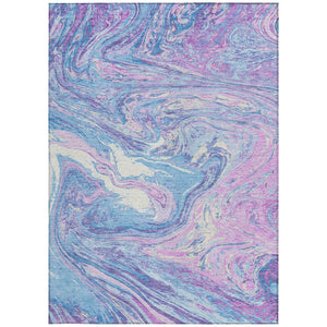 Homeroots 3' Beige Pink And Blue Abstract Washable Area Rug - Perfect For Indoor And Outdoor Spaces, Durable Design 8' X 10' Polyester 602674