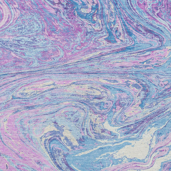 Homeroots 3' Beige Pink And Blue Abstract Washable Area Rug - Perfect For Indoor And Outdoor Spaces, Durable Design 8' X 10' Polyester 602674