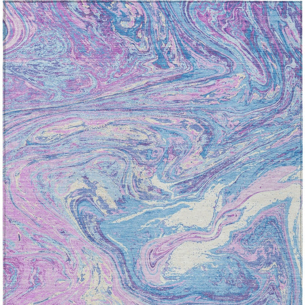 Homeroots 3' Beige Pink And Blue Abstract Washable Area Rug - Perfect For Indoor And Outdoor Spaces, Durable Design 9' X 12' Polyester 602675