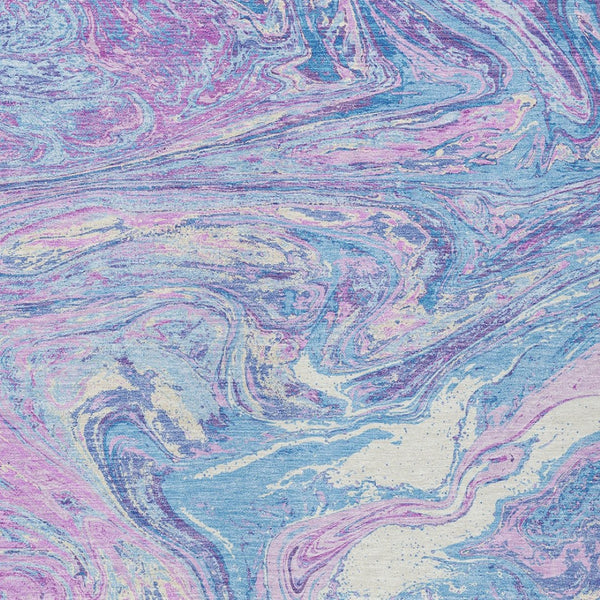 Homeroots 3' Beige Pink And Blue Abstract Washable Area Rug - Perfect For Indoor And Outdoor Spaces, Durable Design 9' X 12' Polyester 602675