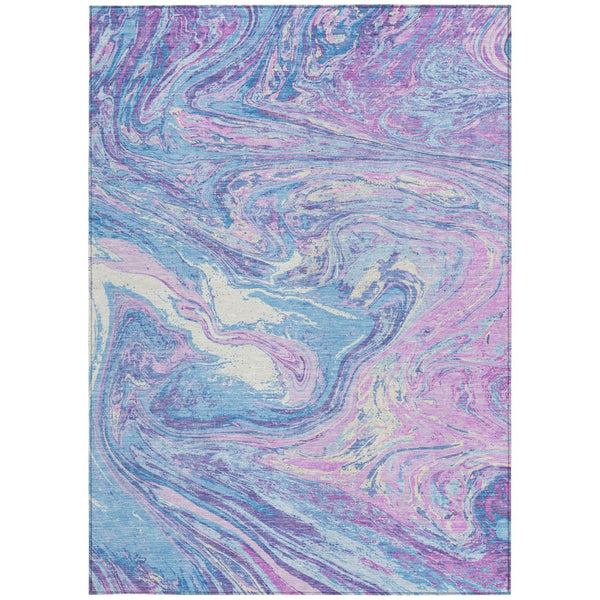 Homeroots 3' Beige Pink And Blue Abstract Washable Area Rug - Perfect For Indoor And Outdoor Spaces, Durable Design 10' X 14' Polyester 602676