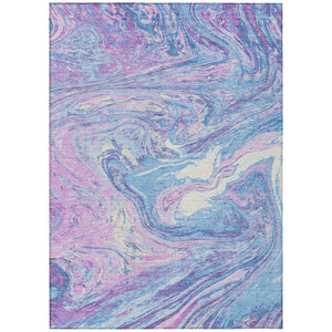 HomeRoots 5' Sky Blue Lavender Ivory Abstract Area Rug - Stylish, Washable, Durable for Indoor & Outdoor Use 10' X 14' 602676