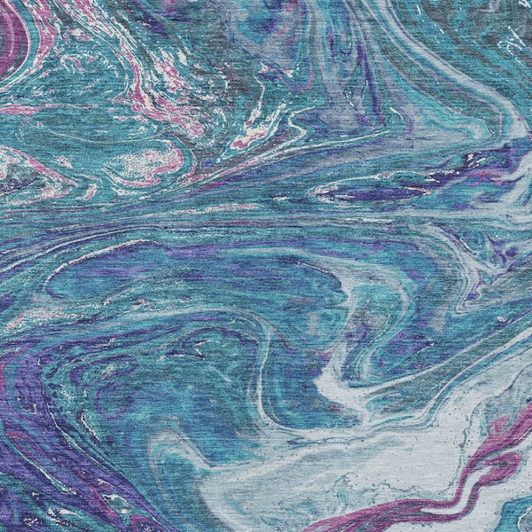 Homeroots 3' Beige Pink And Blue Abstract Washable Area Rug - Perfect For Indoor And Outdoor Spaces, Durable Design 8' X 10' Polyester 602680