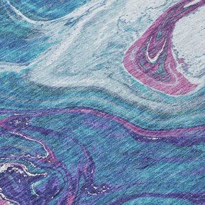 Homeroots 3' Beige Pink And Blue Abstract Washable Area Rug - Perfect For Indoor And Outdoor Spaces, Durable Design 8' X 10' Polyester 602680