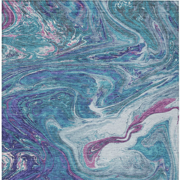 Homeroots 3' Beige Pink And Blue Abstract Washable Area Rug - Perfect For Indoor And Outdoor Spaces, Durable Design 9' X 12' Polyester 602681