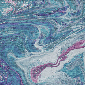 Homeroots 3' Beige Pink And Blue Abstract Washable Area Rug - Perfect For Indoor And Outdoor Spaces, Durable Design 10' X 14' Polyester 602682