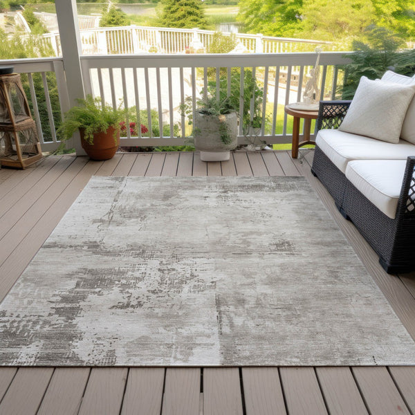 Homeroots 3' Beige And Gray Abstract Washable Indoor Outdoor Area Rug For Versatile Home Decor Solutions 3' X 5' Polyester 602683