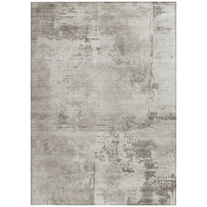 Homeroots 3' Beige And Gray Abstract Washable Indoor Outdoor Area Rug For Versatile Home Decor Solutions 3' X 5' Polyester 602683