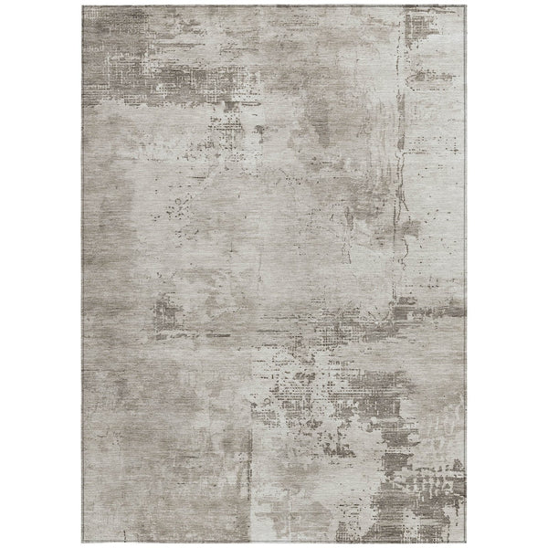Homeroots 3' Beige And Gray Abstract Washable Indoor Outdoor Area Rug For Versatile Home Decor Solutions 3' X 5' Polyester 602683