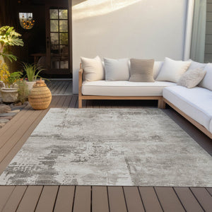 Homeroots 3' Beige And Gray Abstract Washable Indoor Outdoor Area Rug For Versatile Home Decor Solutions 3' X 5' Polyester 602683