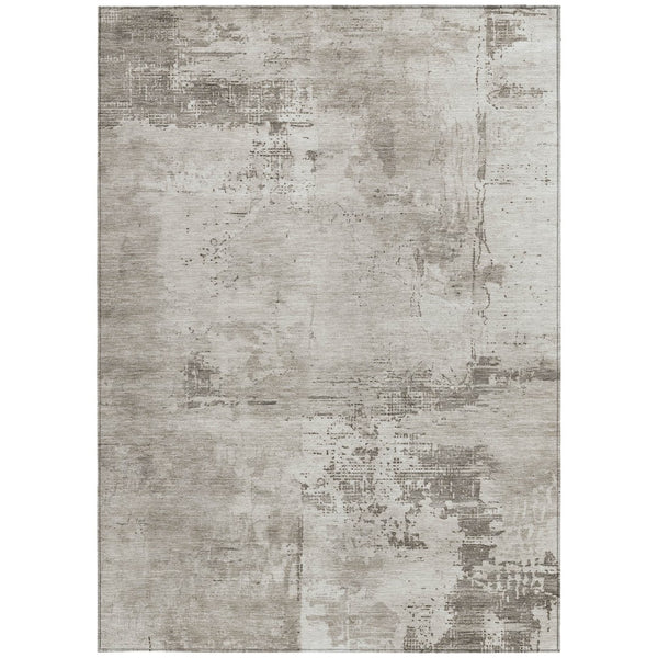 Homeroots 3' Beige And Gray Abstract Washable Indoor Outdoor Area Rug For Versatile Home Decor Solutions 5' X 8' Polyester 602684