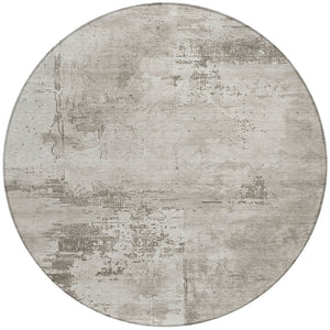 Homeroots 3' Beige And Gray Abstract Washable Indoor Outdoor Area Rug For Versatile Home Decor Solutions 8' Round Polyester 602685