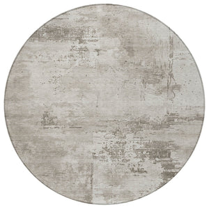 Homeroots 3' Beige And Gray Abstract Washable Indoor Outdoor Area Rug For Versatile Home Decor Solutions 8' Round Polyester 602685