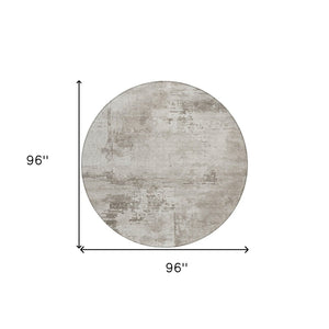 Homeroots 3' Beige And Gray Abstract Washable Indoor Outdoor Area Rug For Versatile Home Decor Solutions 8' Round Polyester 602685