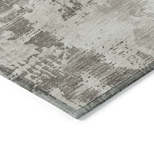 Homeroots 3' Beige And Gray Abstract Washable Indoor Outdoor Area Rug For Versatile Home Decor Solutions 8' X 10' Polyester 602686