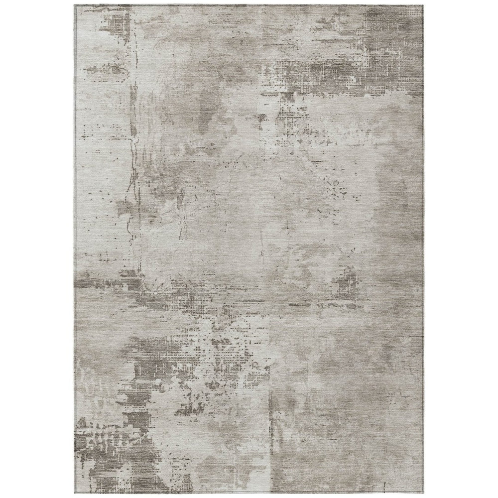 HomeRoots 9' X 12' Beige and Gray Abstract Washable Area Rug - Stylish, Durable, and Versatile for Indoors & Outdoors 602687