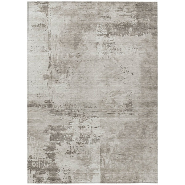 HomeRoots 9' X 12' Beige and Gray Abstract Washable Area Rug - Stylish, Durable, and Versatile for Indoors & Outdoors 602687