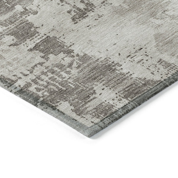 Homeroots 3' Beige And Gray Abstract Washable Indoor Outdoor Area Rug For Versatile Home Decor Solutions 9' X 12' Polyester 602687