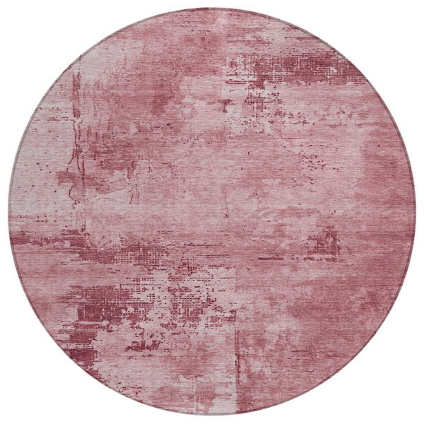 HomeRoots 5' Blush and Ivory Abstract Area Rug - Stylish, Durable, Machine Washable for Indoor & Outdoor Spaces 8' Round 602691