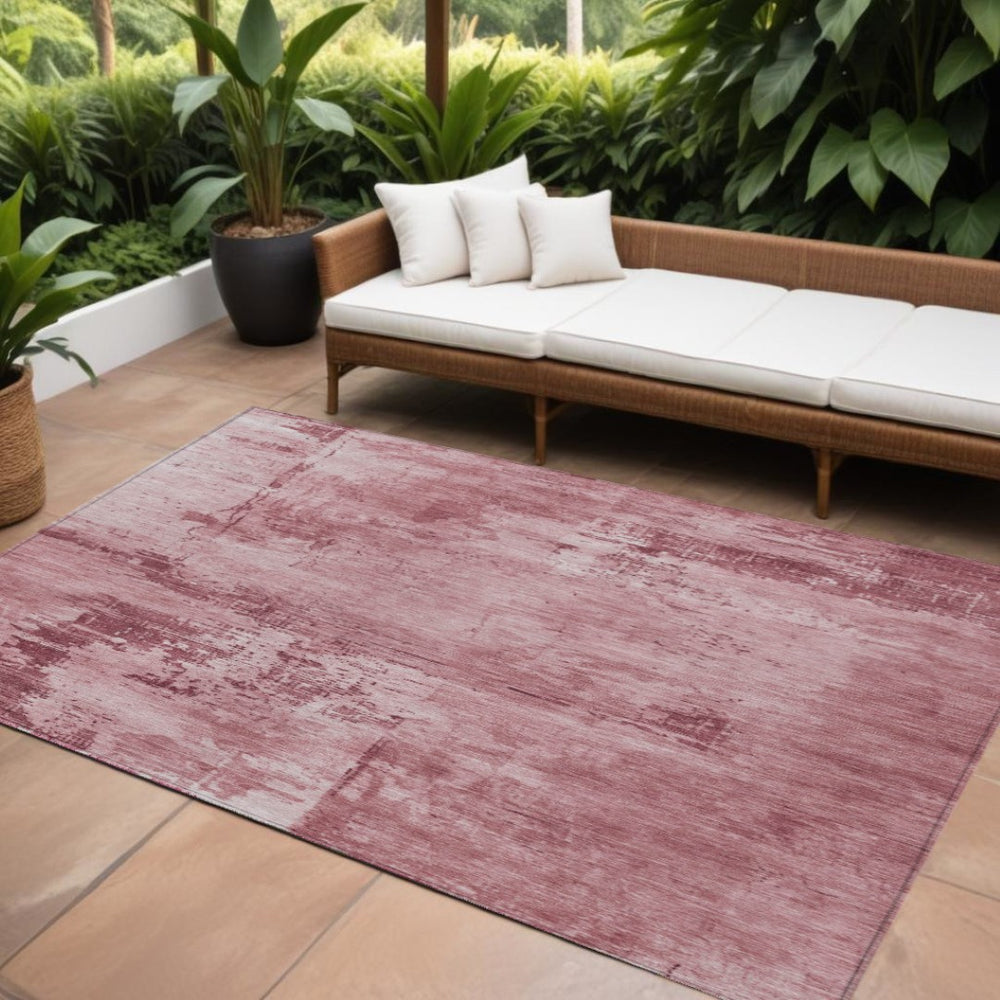 HomeRoots 9' X 12' Blush & Ivory Abstract Rug - Stylish, Washable Indoor/Outdoor Solution for High-Traffic Areas 602693