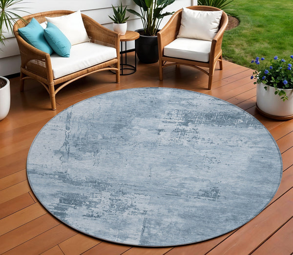 Homeroots 3' Beige And Gray Abstract Washable Indoor Outdoor Area Rug For Versatile Home Decor Solutions 8' Round Polyester 602697