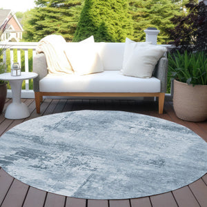 Homeroots 3' Beige And Gray Abstract Washable Indoor Outdoor Area Rug For Versatile Home Decor Solutions 8' Round Polyester 602697