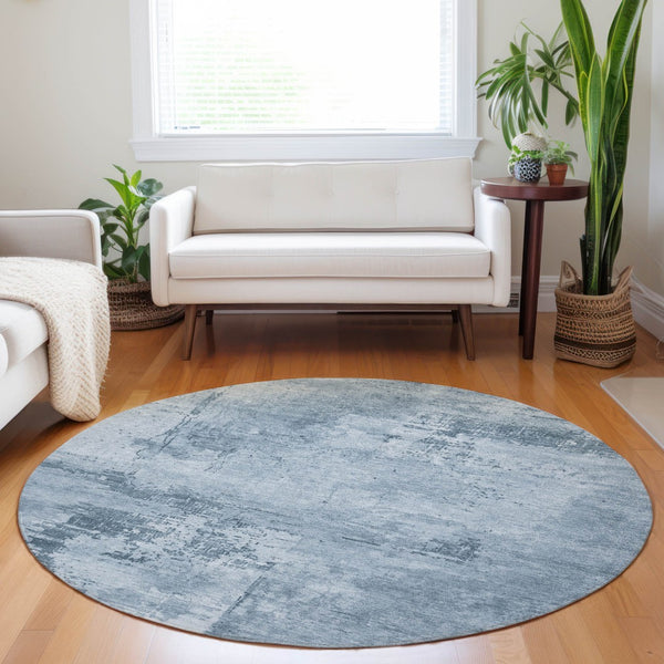 Homeroots 3' Beige And Gray Abstract Washable Indoor Outdoor Area Rug For Versatile Home Decor Solutions 8' Round Polyester 602697